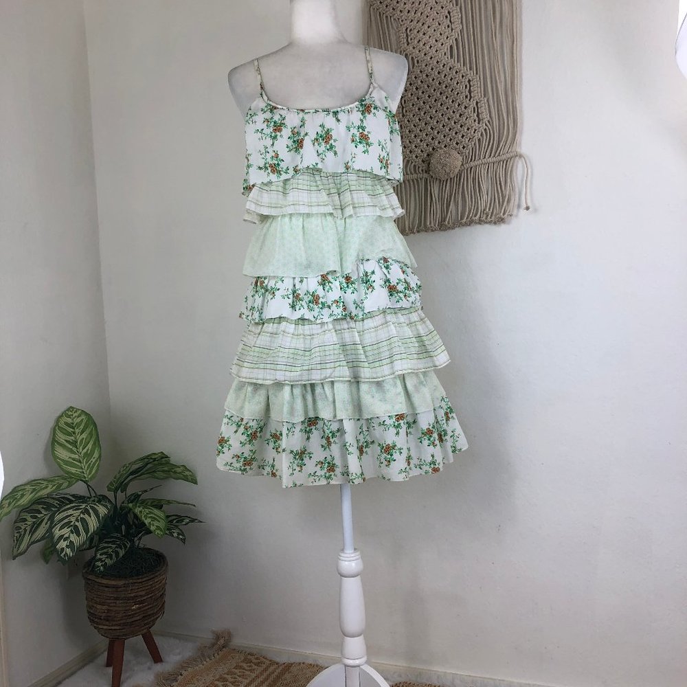 Pastel cotton tiered cottagecore knee length babydoll minidress 2